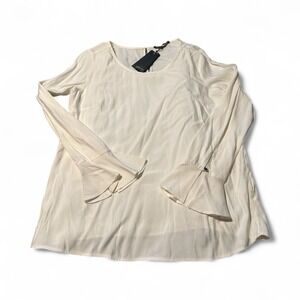 Supertrash White Top With Ruffled Sleeve Style Blair Off White NWT‎ Size Eu40 L